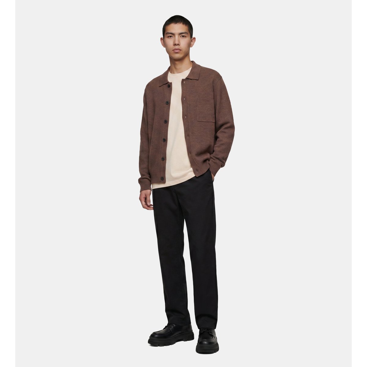 Gilet polo tologan laine chevrons marron moka, GALERIES LAFAYETTE