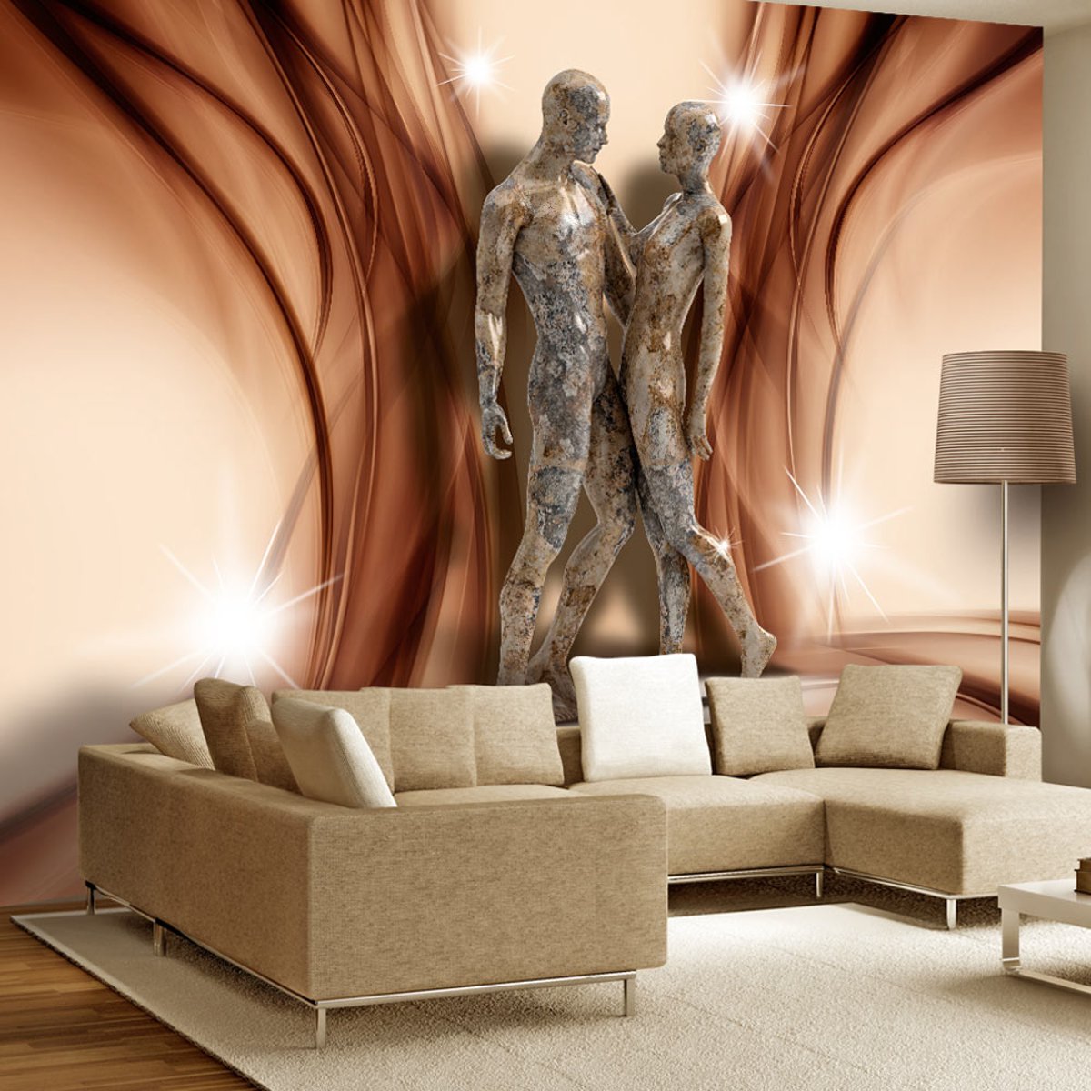 Papier peint intissé panoramique Personnes Stone couple beige, EDEN