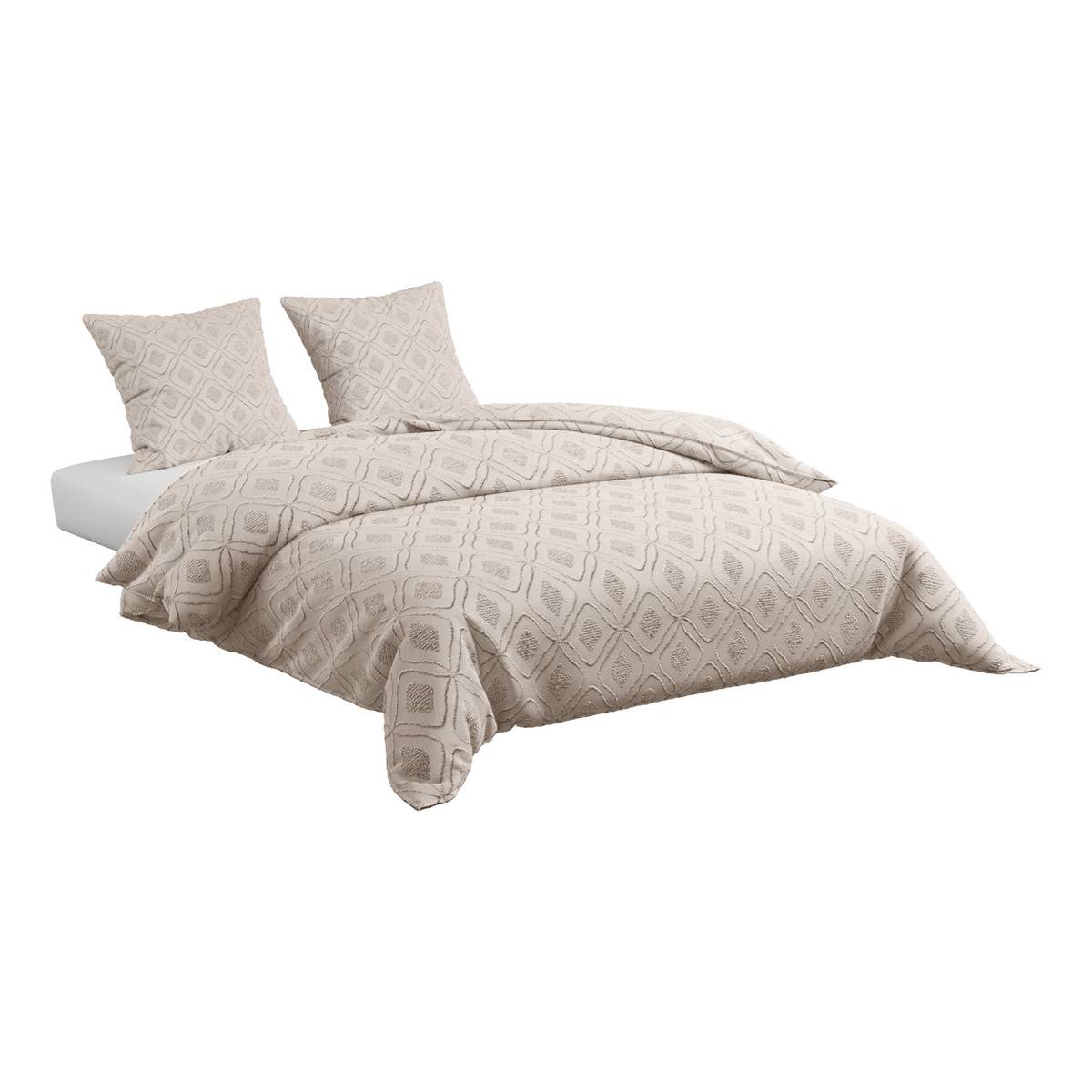 Parure de lit double AMY beige lin, ATMOSPHERA