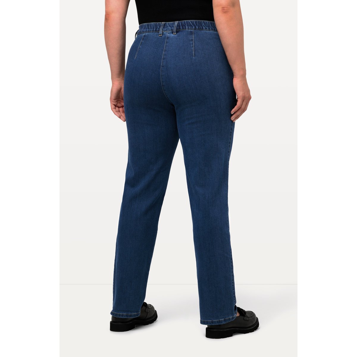 Jean Mony, jambe carotte et poches zippées bleu jean, ULLA POPKEN
