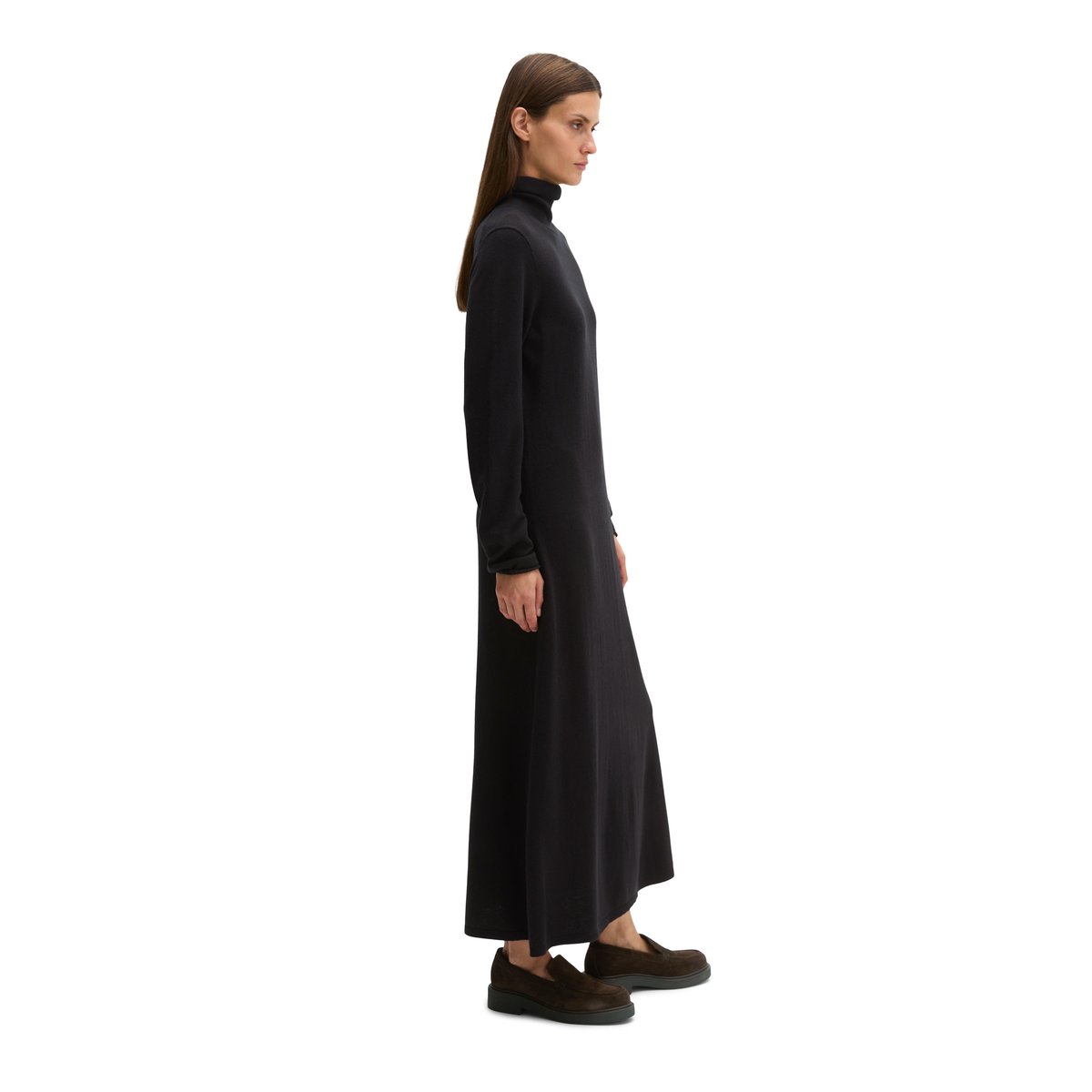 Robe en maille à col roulé, coupe ajustée en mélange de laine vierge douce noir, MARC O'POLO