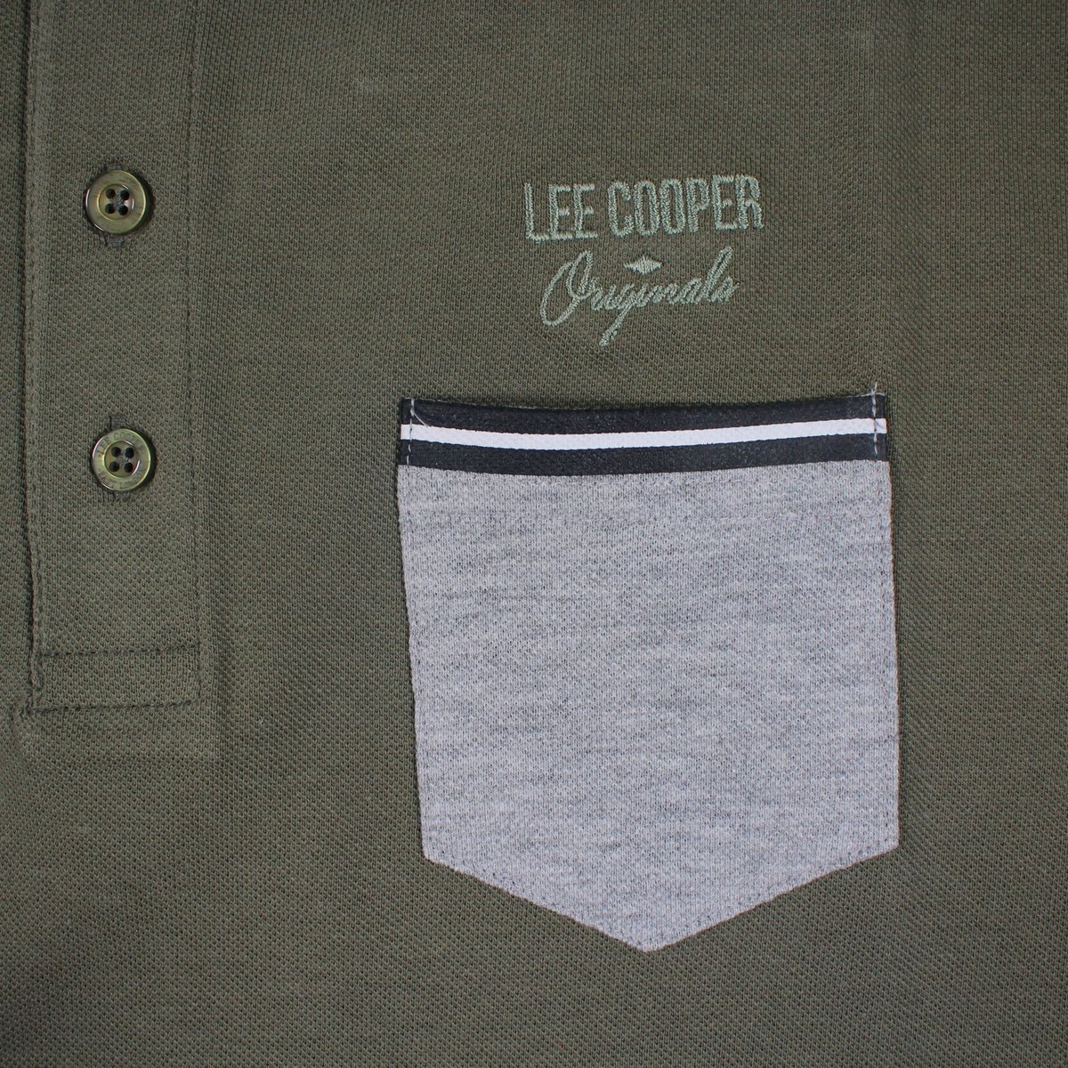 Polo manches longues kaki, LEE COOPER