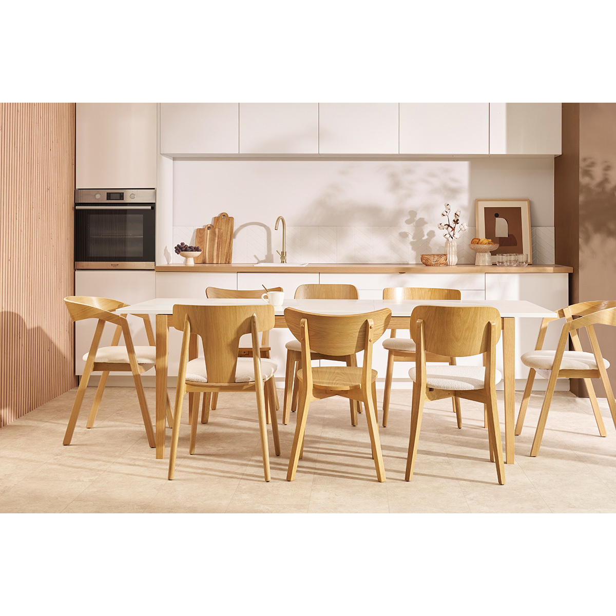 Chaises vintage en bois clair chêne et tissu effet velours vert céladon (lot de 2) LUCIA vert lagon, MILIBOO