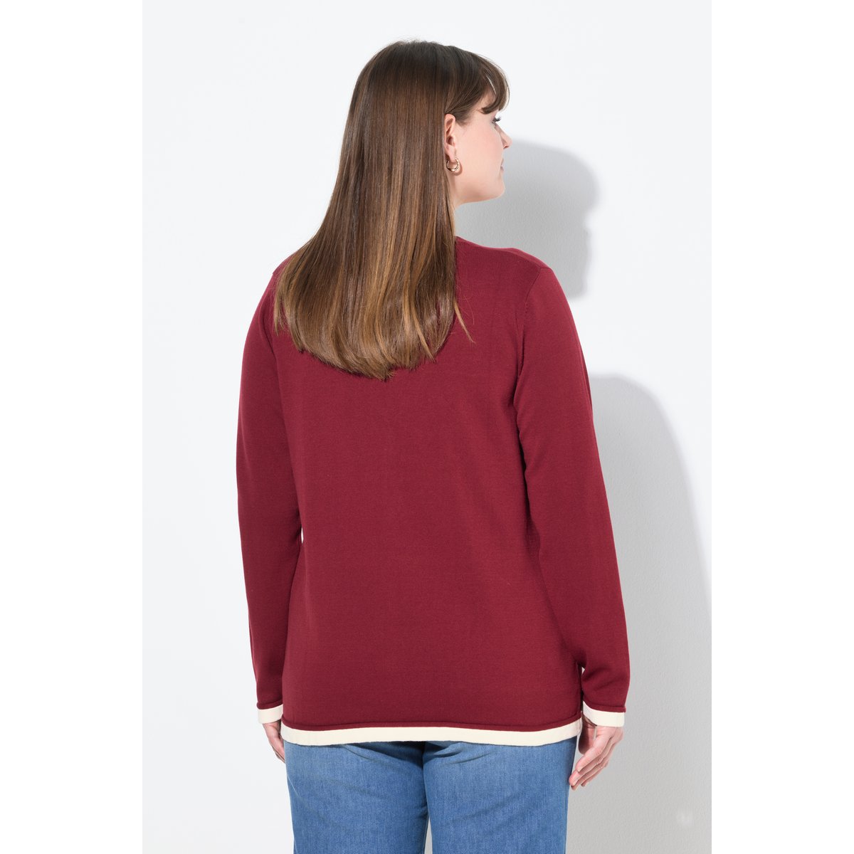 Cardigan en coton bio rouge cerise foncé, ULLA POPKEN