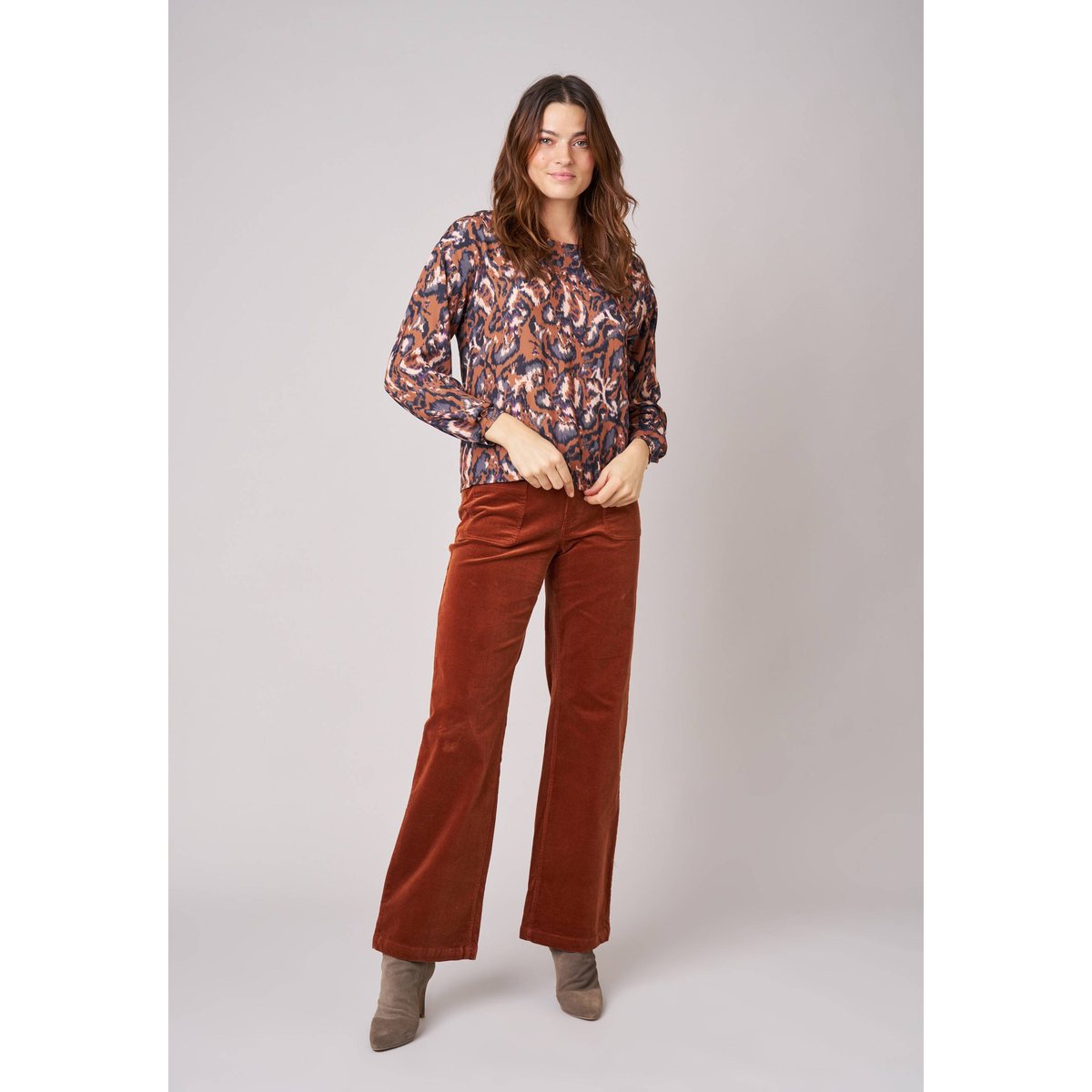Blouse femme imprimée cachemire BRIAKA whisky, DEELUXE