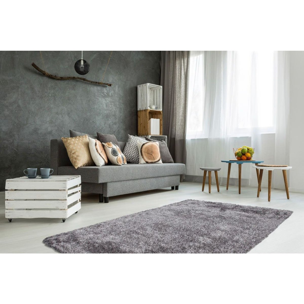 Tapis rectangulaire fait main, DIAMANT gris, blanc, ARTE ESPINA