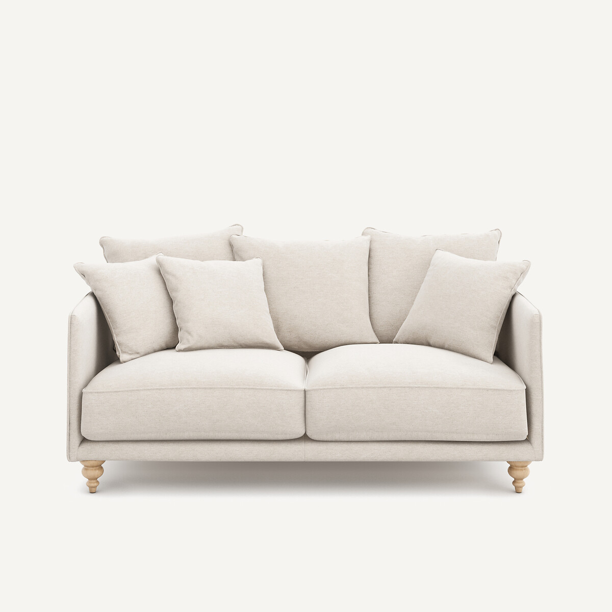 Kompaktes 3-Sitzer-Sofa aus meliertem Canvas, LAZARE elfenbein, AM.PM