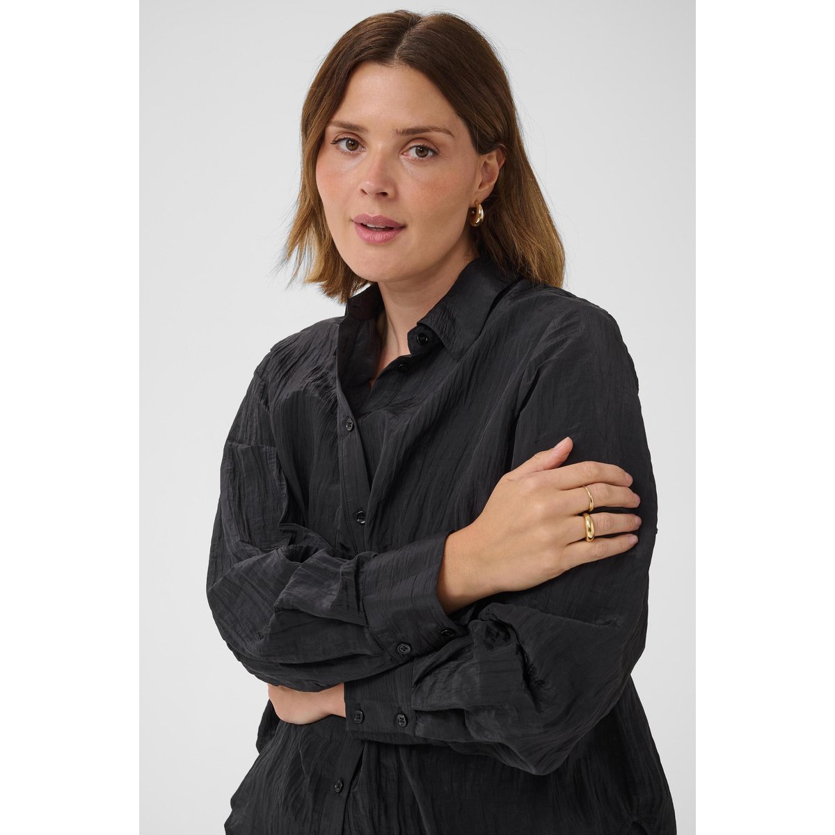 Chemise à manches longues noir black deep, KAFFE CURVE