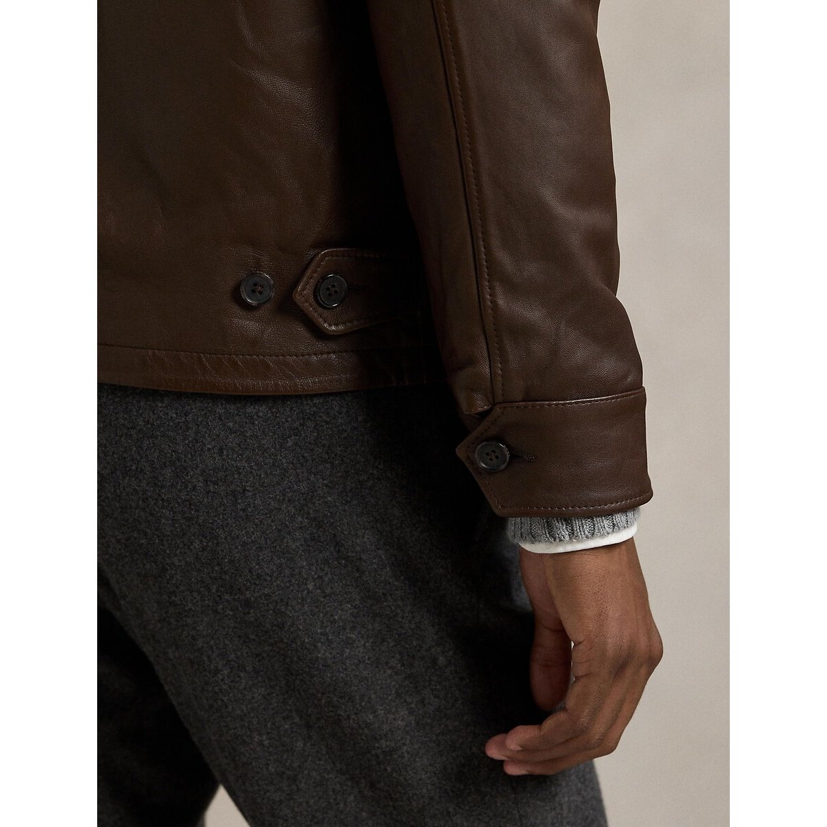 Bayville Lambskin Leather Jacket bison, POLO RALPH LAUREN