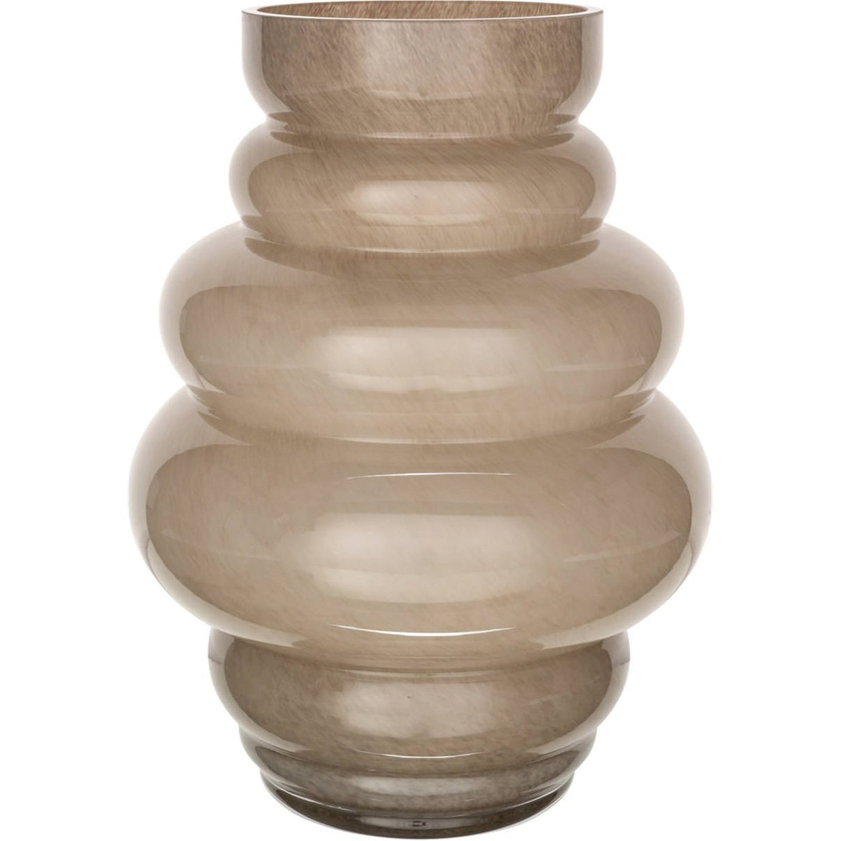 Vase en verre sculptural fait main taupe, RECOLLECTION