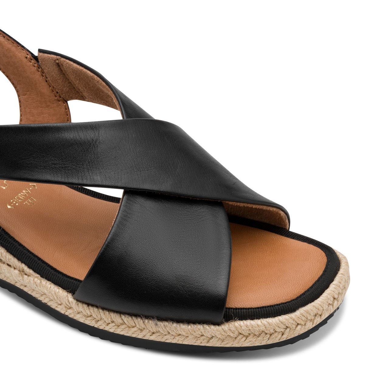Sandale à talon en cuir noir, TAMARIS