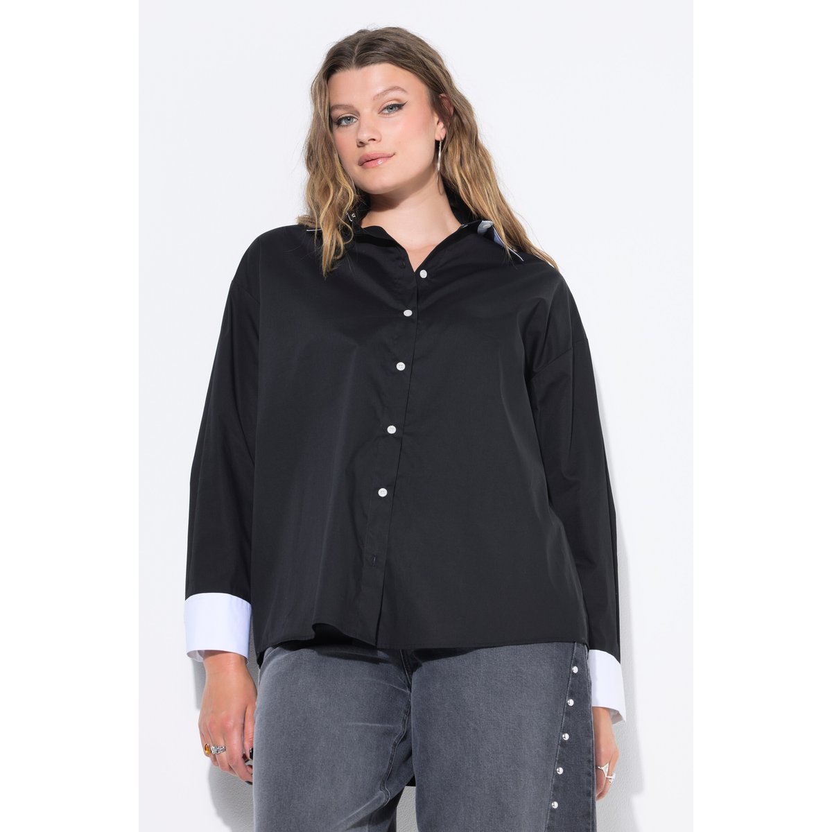 Chemisier oversize, détails fantaisie noir, STUDIO UNTOLD