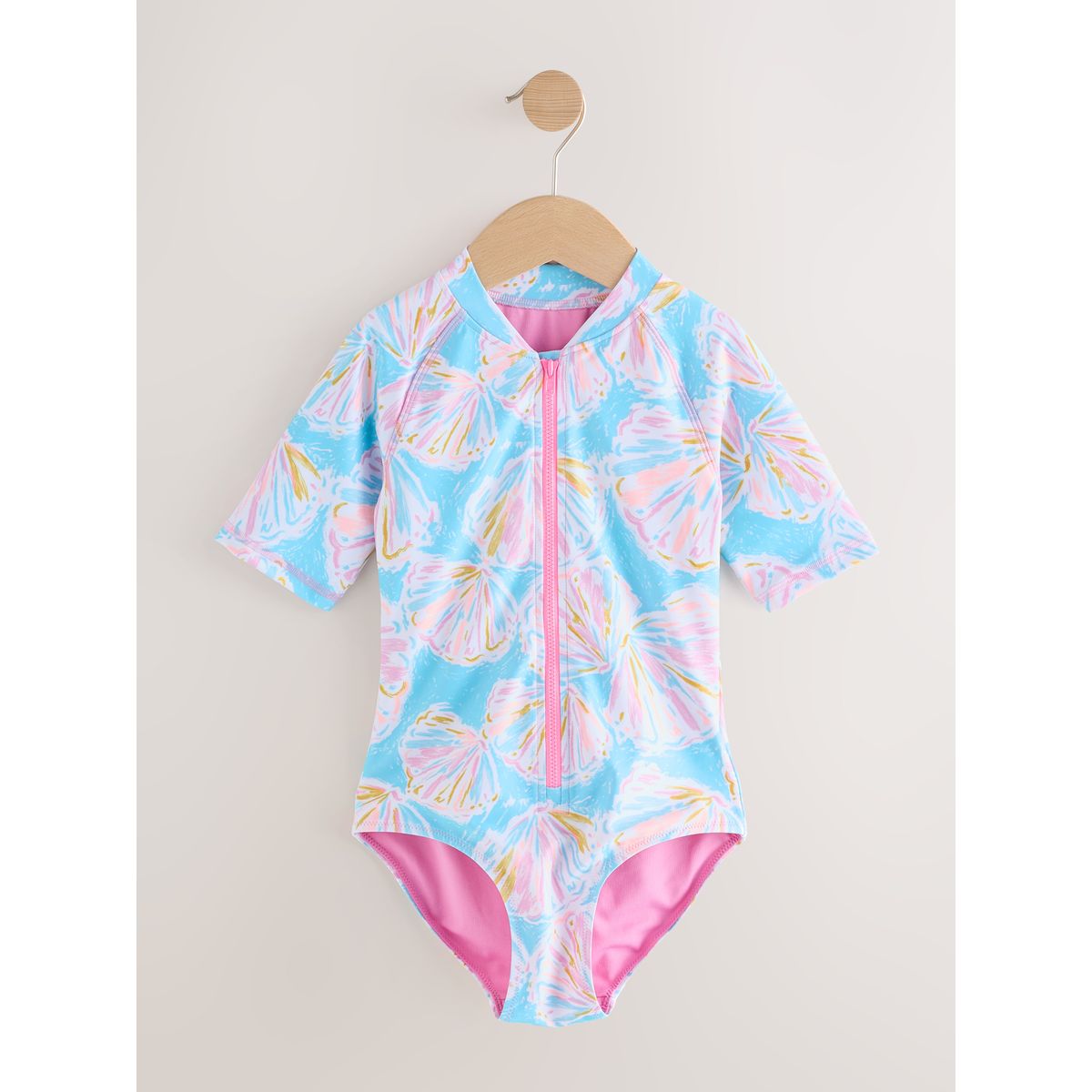Maillot de bain anti-uv à manches courtes coquille bleue, NEXT