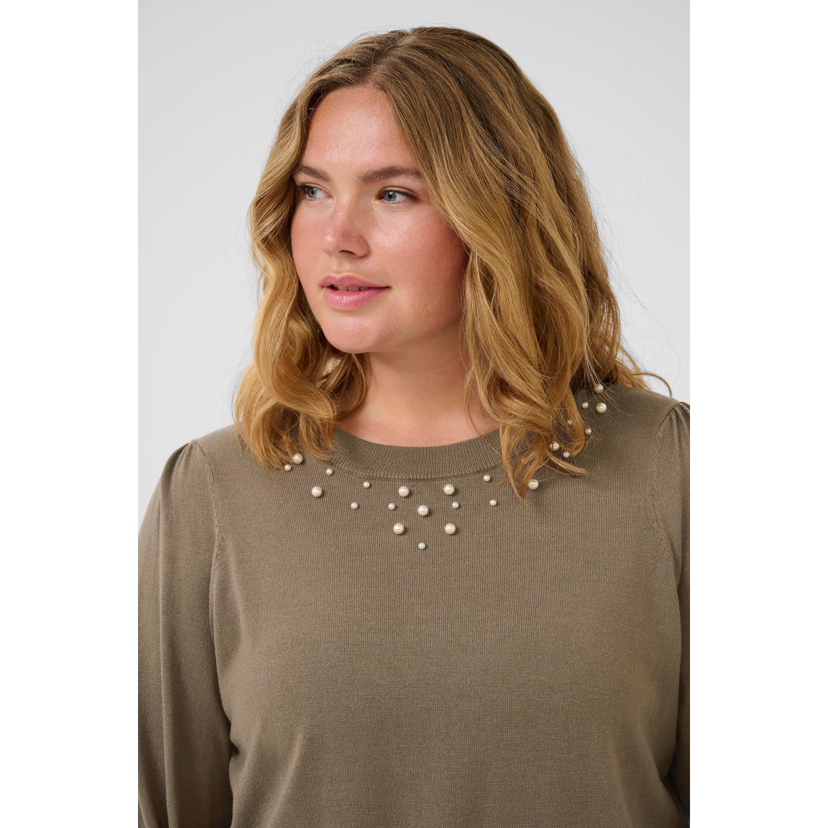 Pullover tricoté marron morel, KAFFE CURVE