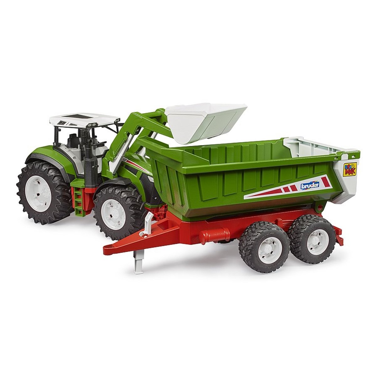 Roadmax tracteur avec chargeur avant et remorque basculante multicolore, BRUDER