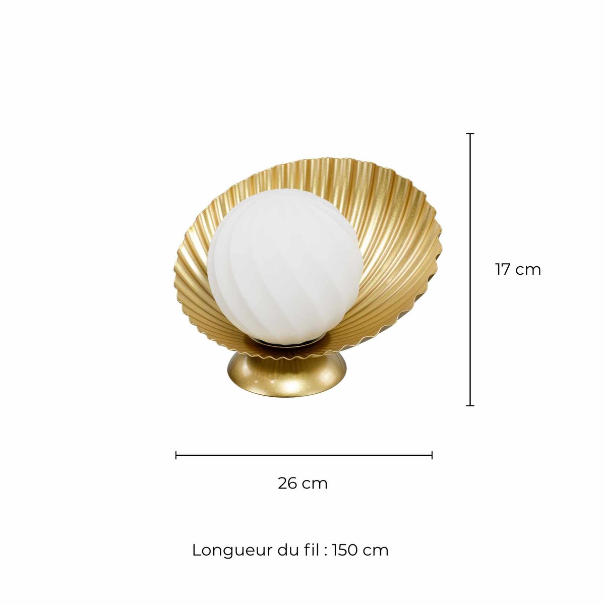 Lampe à poser en verre opalin et métal doré - MARIVA blanc et doré, C-CREATION