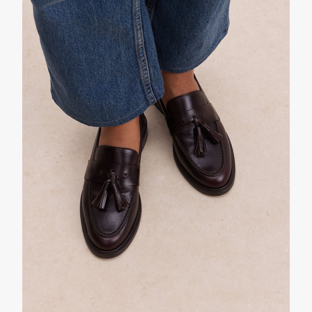 Mocassin en cuir ANDAYA marron chocolat, BOCAGE