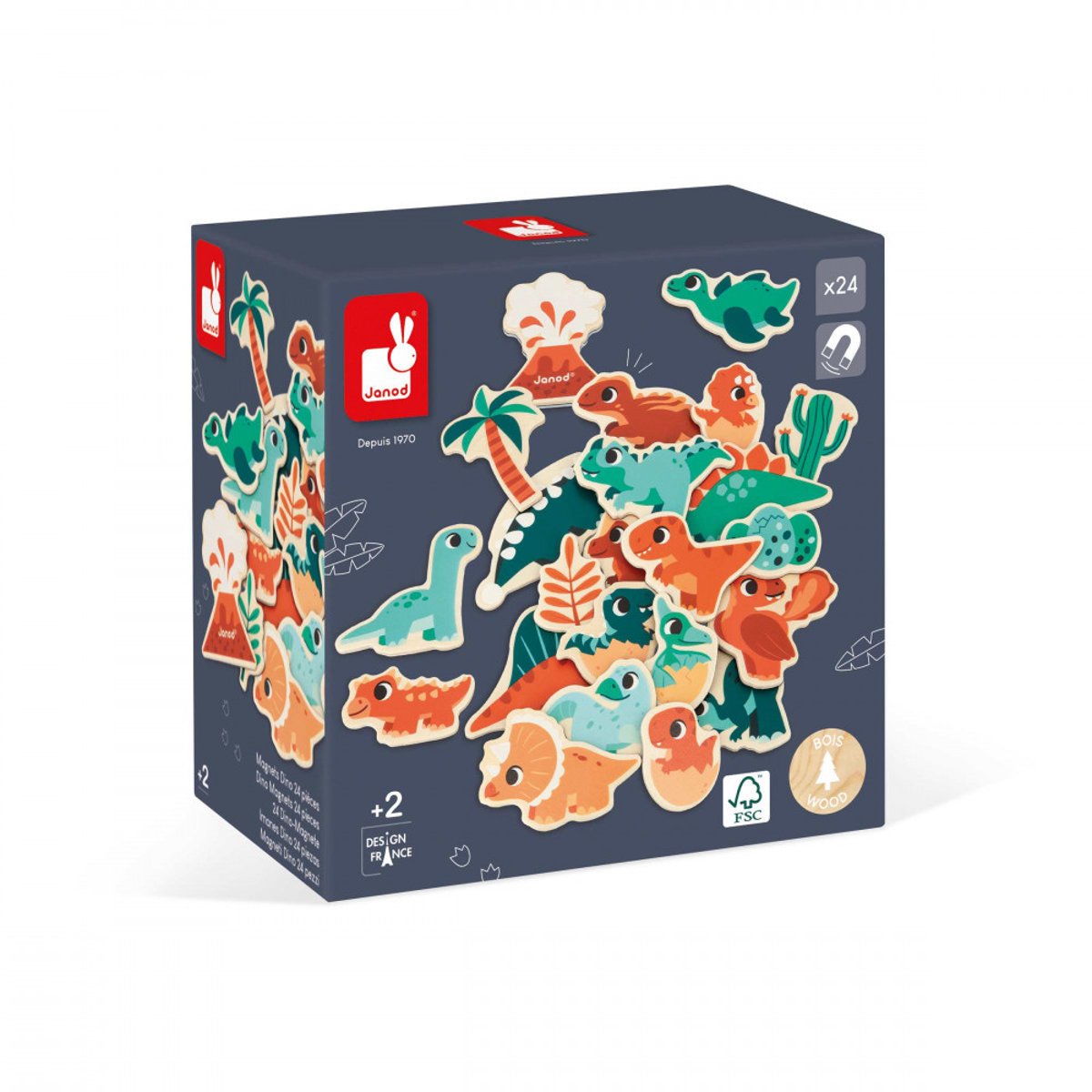 Dino - Magnets Dino 24 Pcs multicolore, JANOD