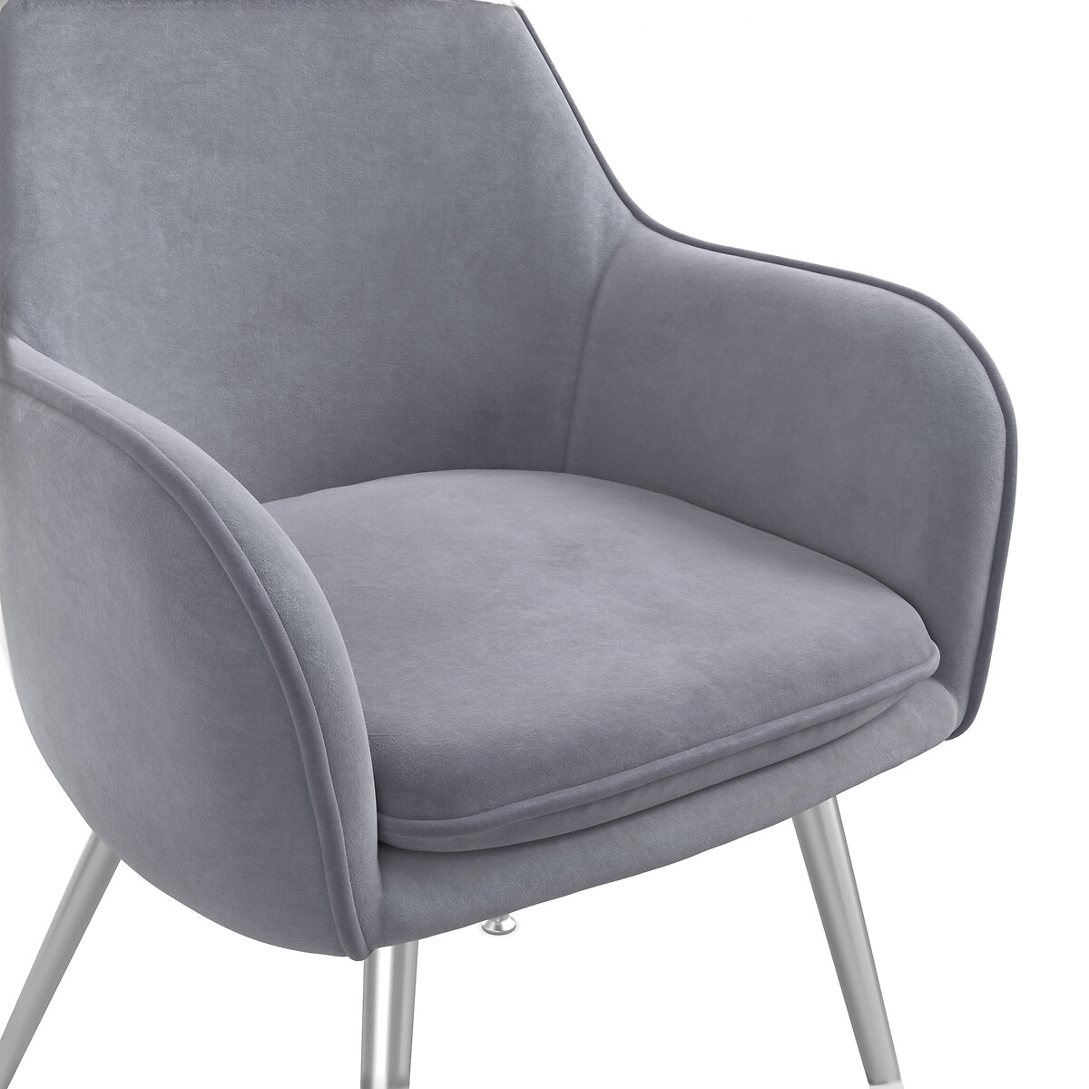 Set of 2 Lavinia Velvet Dining Chairs with Silver Legs grey, ÉDITÉ