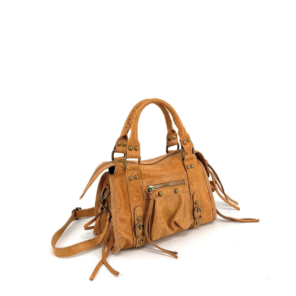 Mini-sac bowling en cuir brossé SANDSTORM MINI noir, OH MY BAG