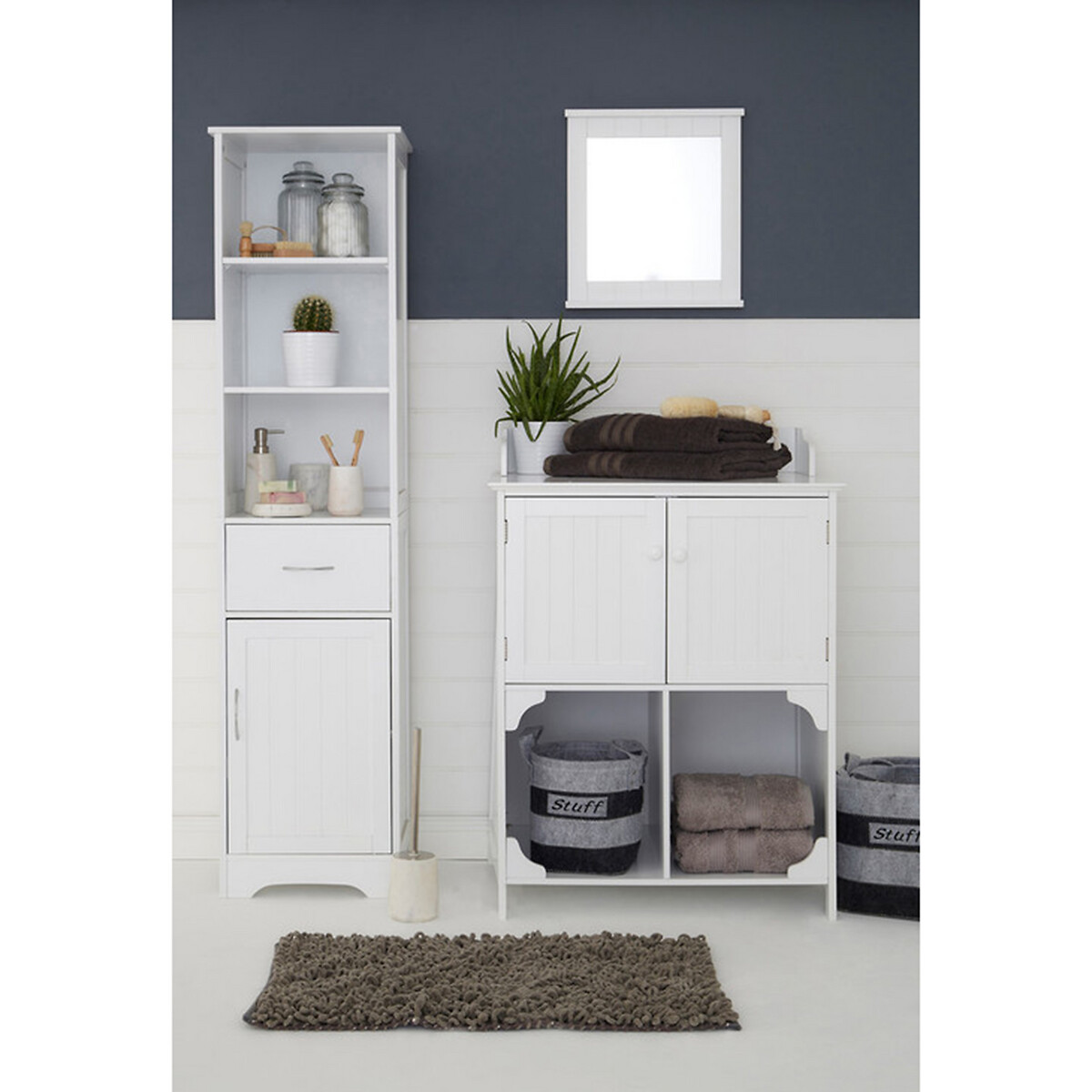 44cm Pentland Wall Mirror in White Wood white, SO'HOME