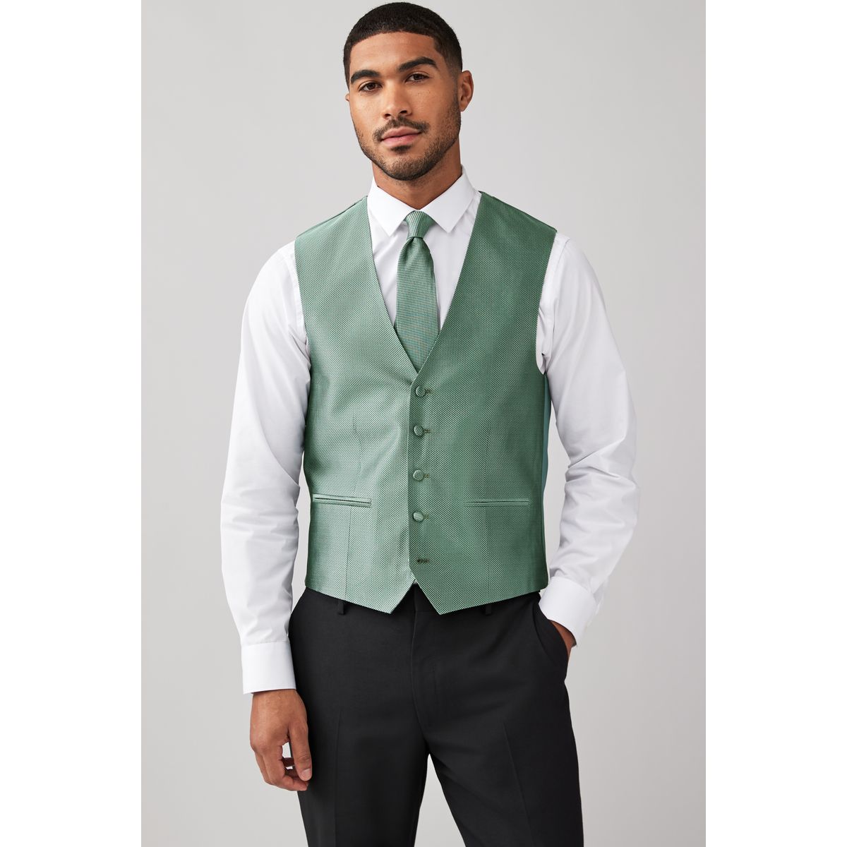 Gilet texturé en soie vert sauge, NEXT