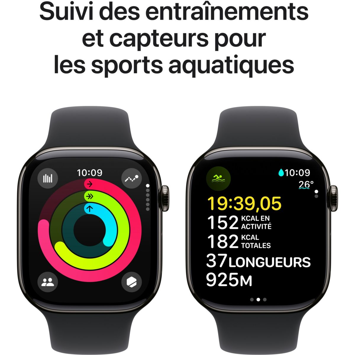 Montre connectée Serie 10 46mm Titane Ardoise M/L Cell noir, APPLE