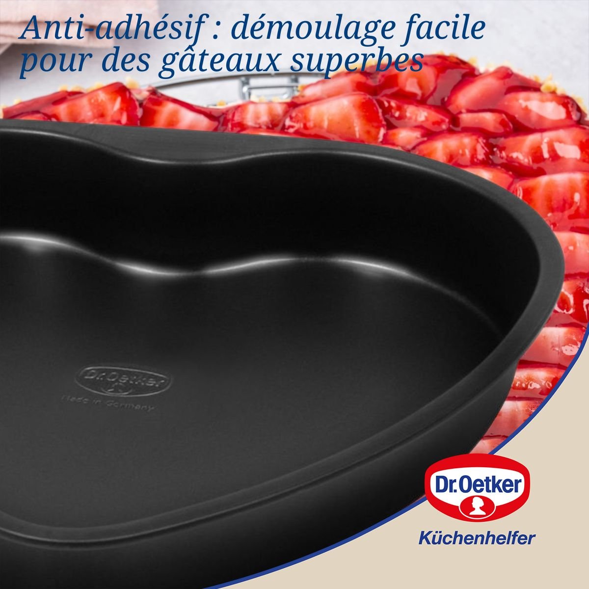Lot de 2 moules à gâteaux 24/24 cm en acier TRADITION noir, DR OETKER