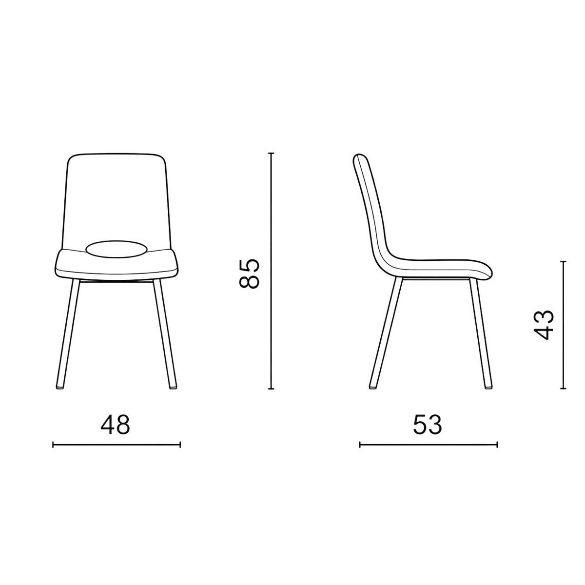 Chaise en tissu, dossier ouvert (lot de 2) LORA gris, PIER IMPORT