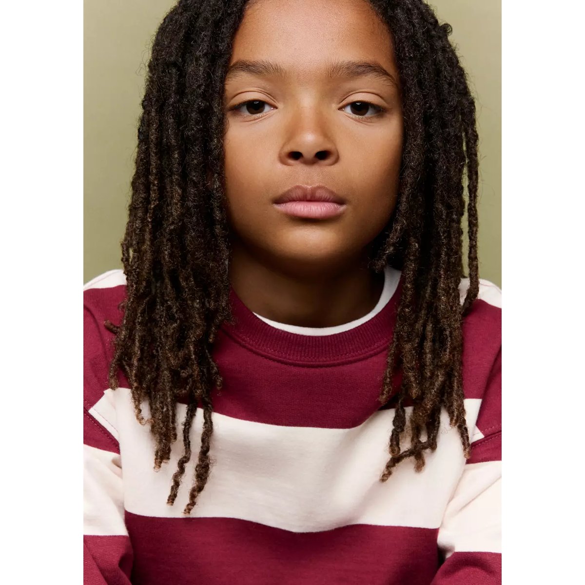Sweat-shirt coton rayures grenat, MANGO KIDS