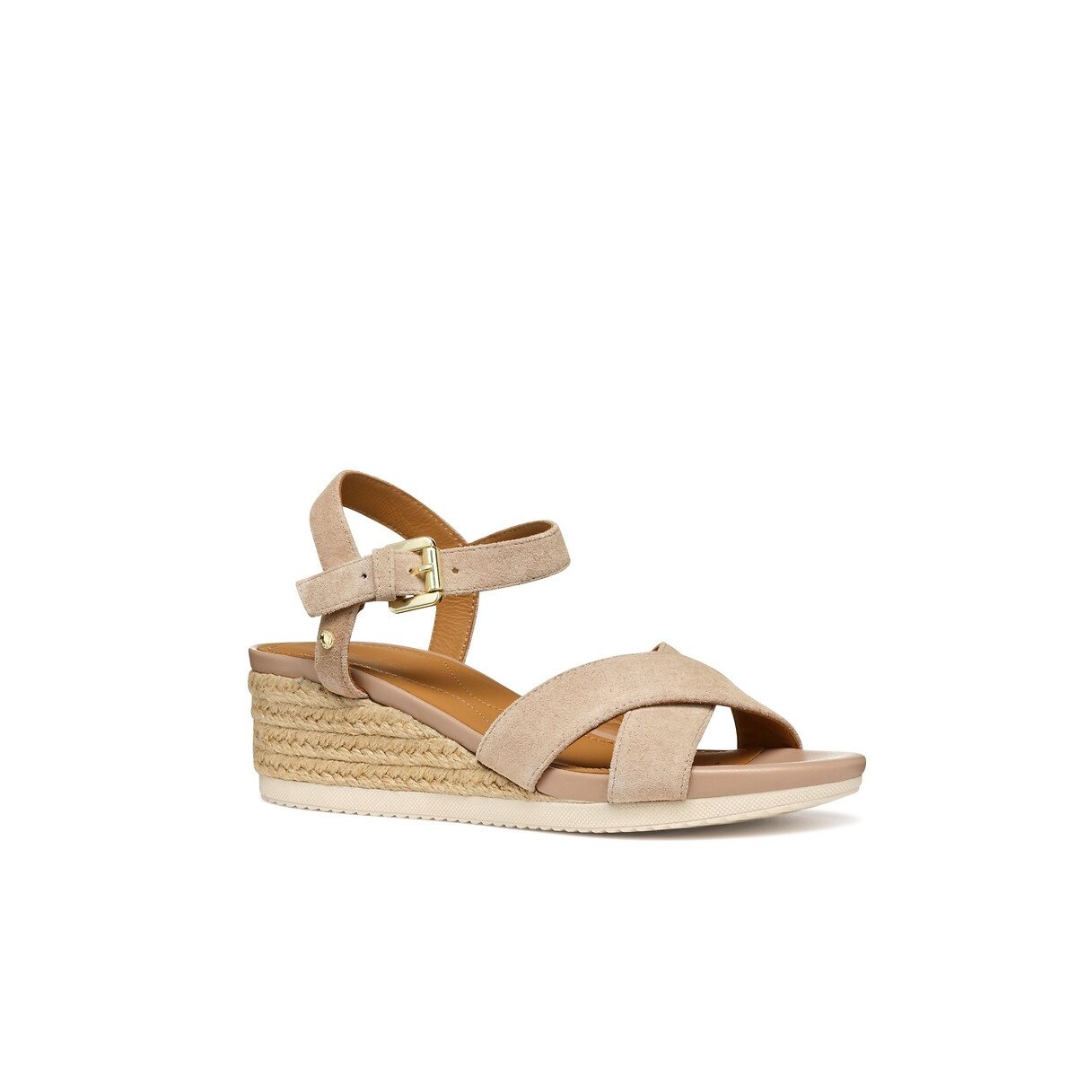 Sandales compensées Ischia Corda, cuir nude, GEOX