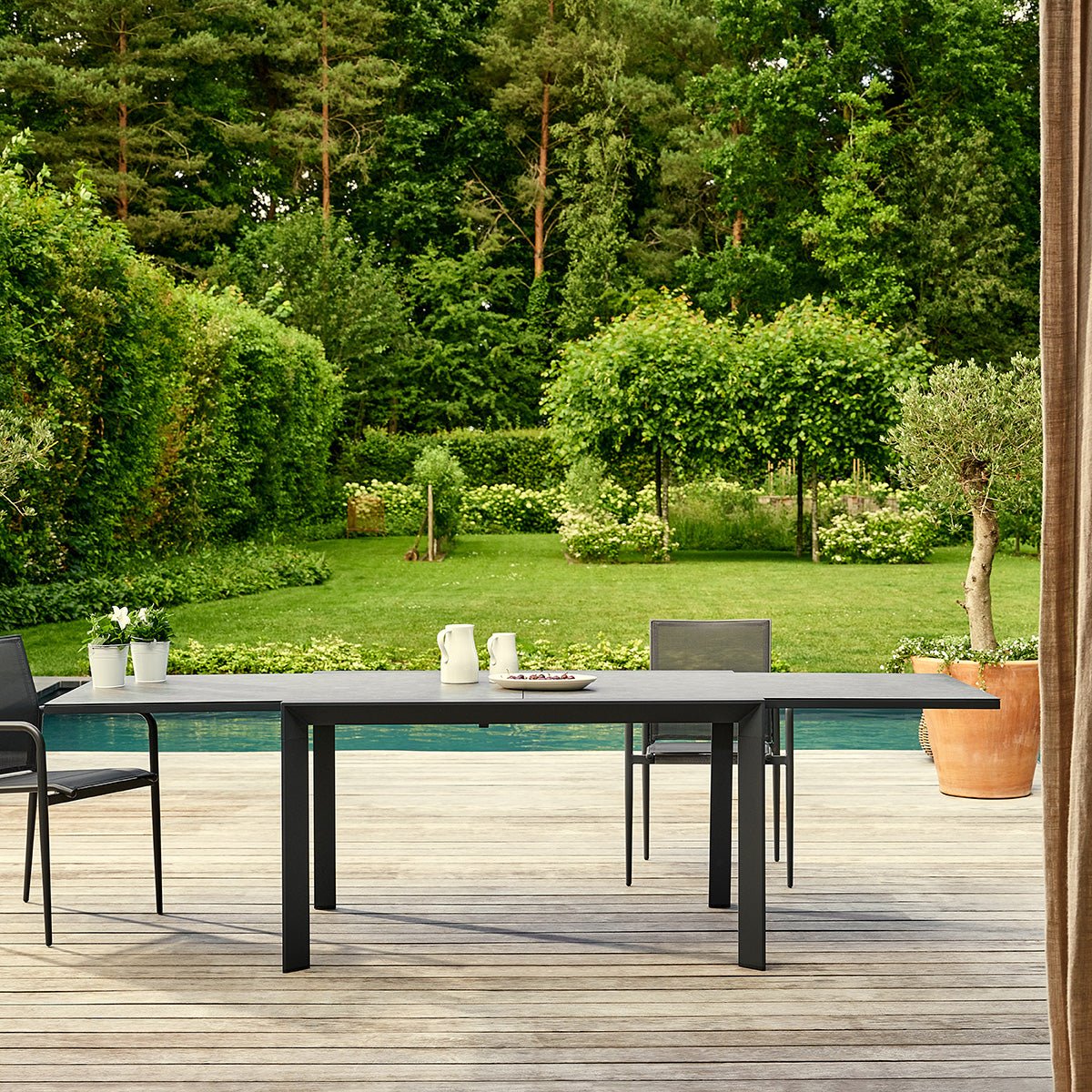 Table de jardin en aluminium gris extensible 6/10 pers. BASALT gris, BERAH GETAH