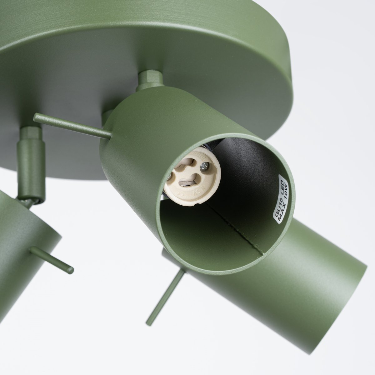 Plafonnier Acier Vert Olive GU10 3 Ring vert, EDEN