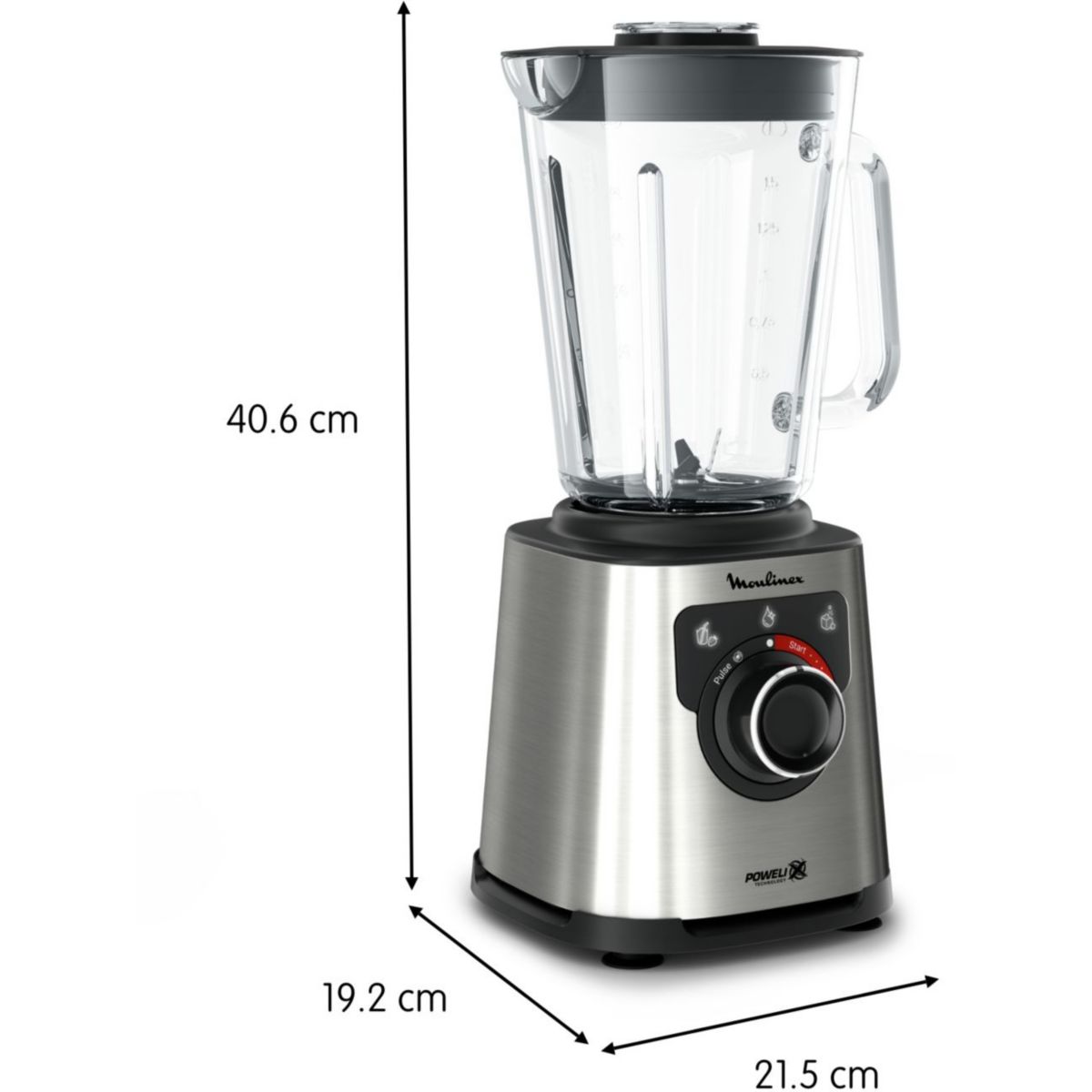 Blender PerfectMix+ LM871D10 - Bol Verre 2L / 1200W - Inox noir, MOULINEX