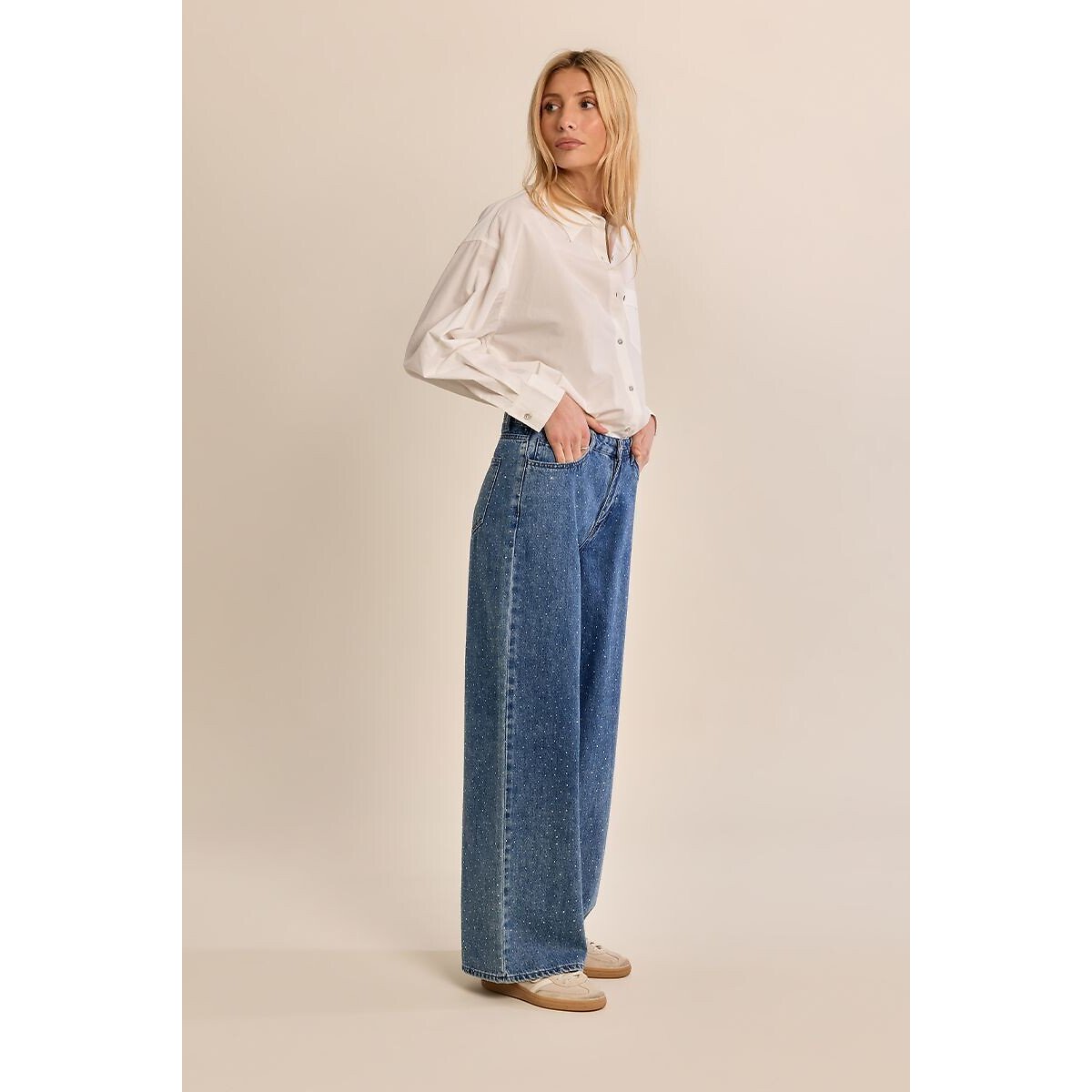 Jean large à sequins denim bleu, MOLLY BRACKEN