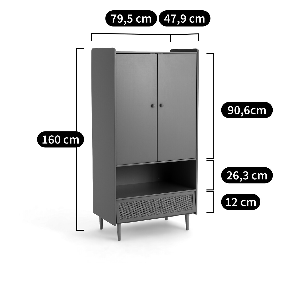 Armoire penderie 2 portes, Kaya vert grisé, LA REDOUTE INTERIEURS