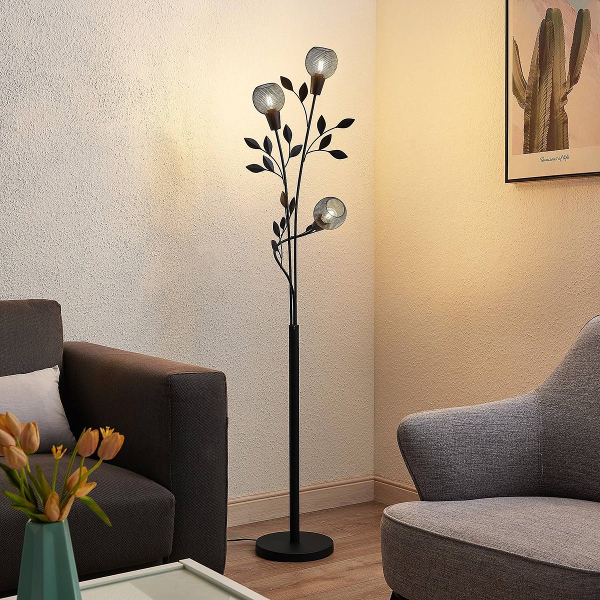 Lampadaire en métal florentin, Kanye noir, LINDBY