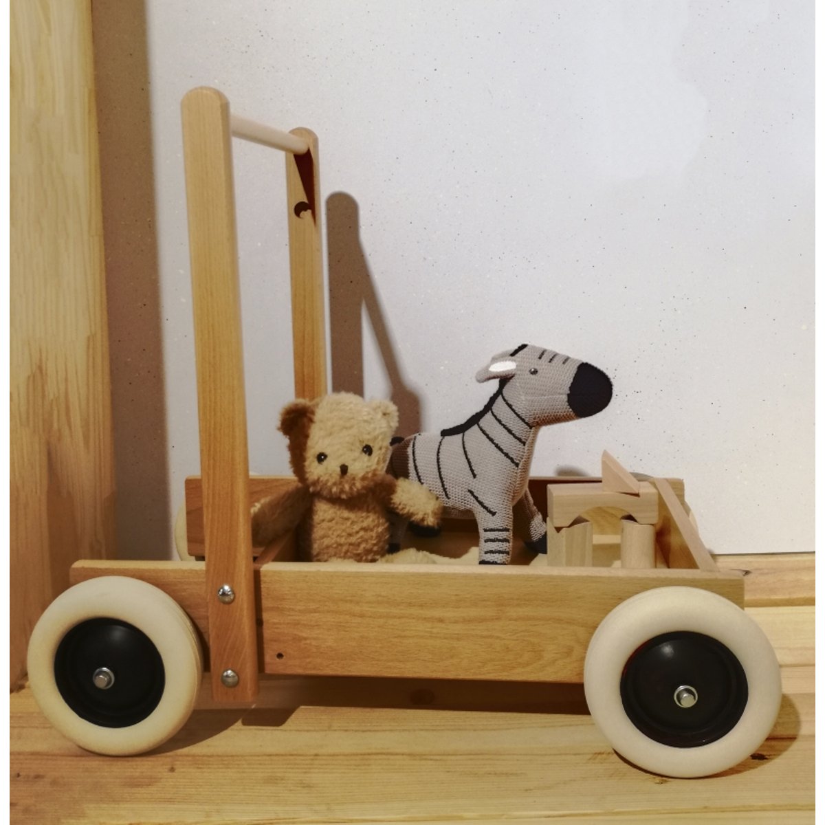 Chariot de marche en bois massif beige, EGMONT TOYS