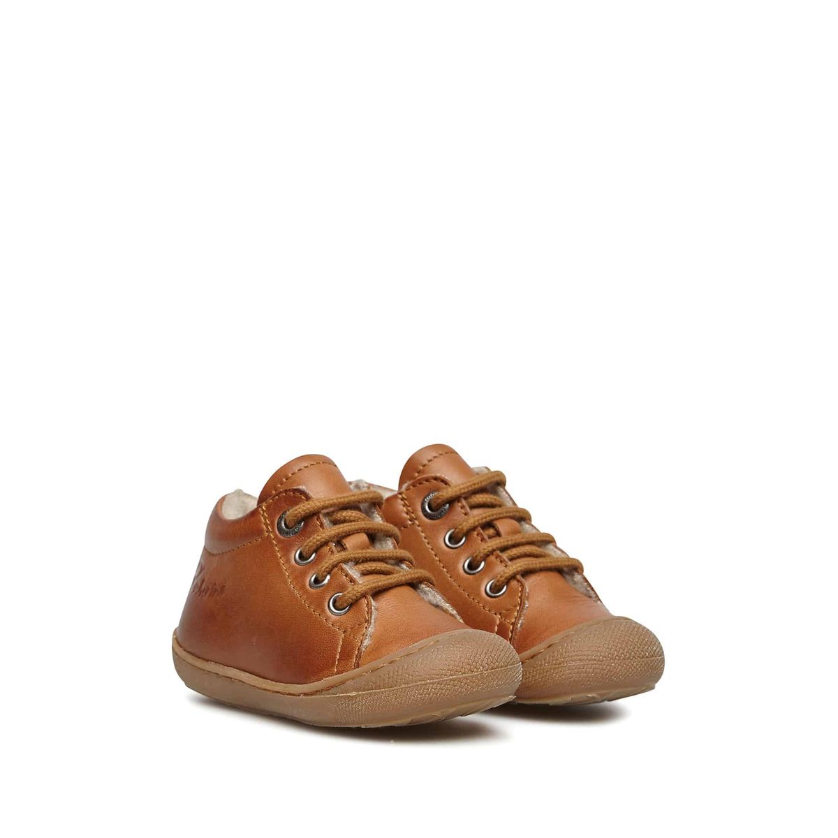 Chaussures premiers pas en cuir doublés en laine COCOON cognac, NATURINO