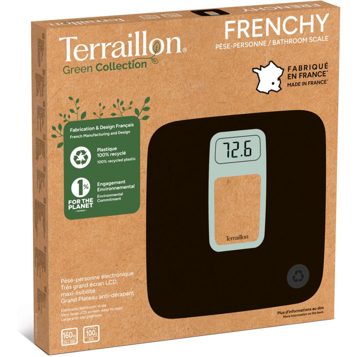 Pèse personne Frenchy noir, TERRAILLON