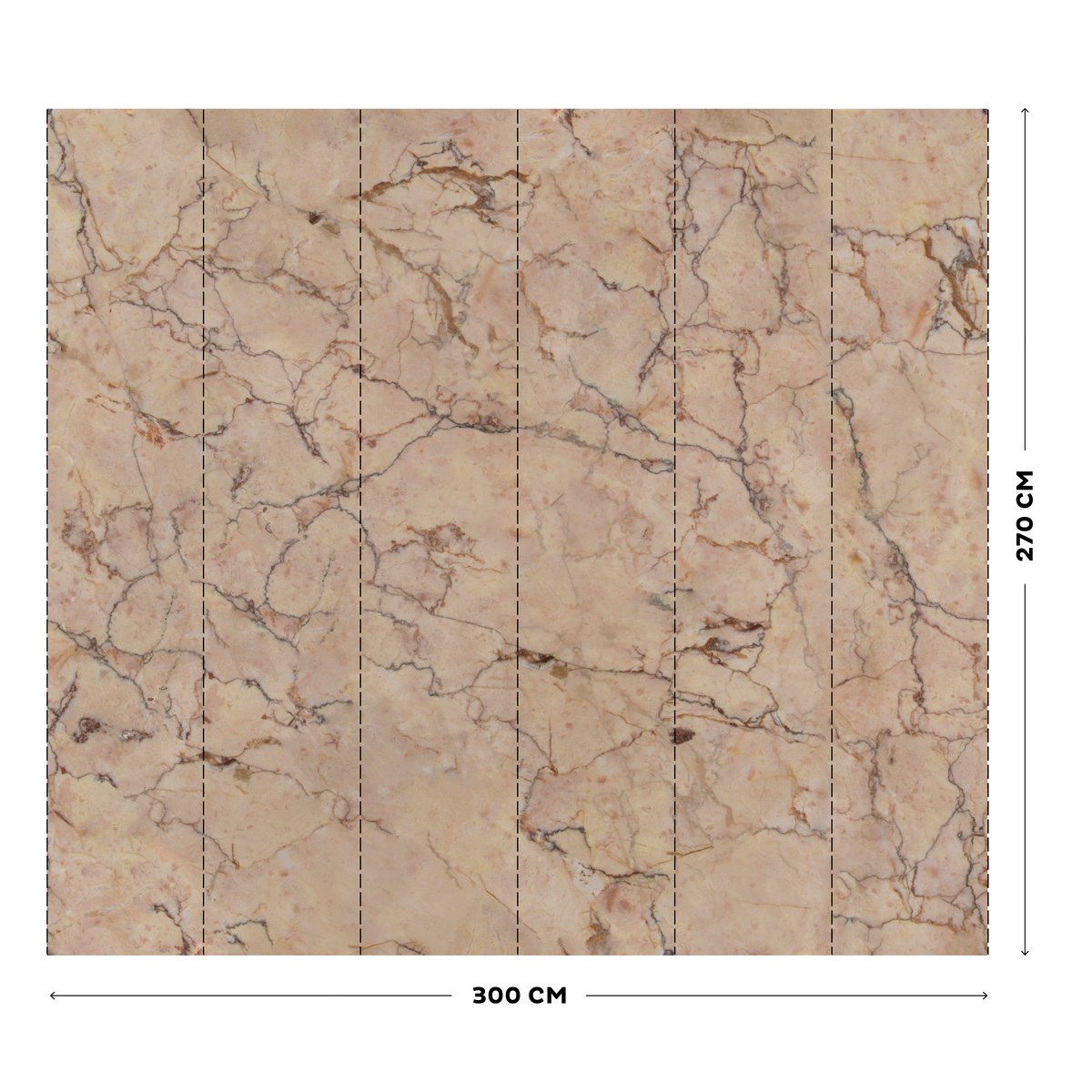 Papier peint panoramique LOOKS Marbre beige rosé, LOOKS BY WOLFGANG JOOP