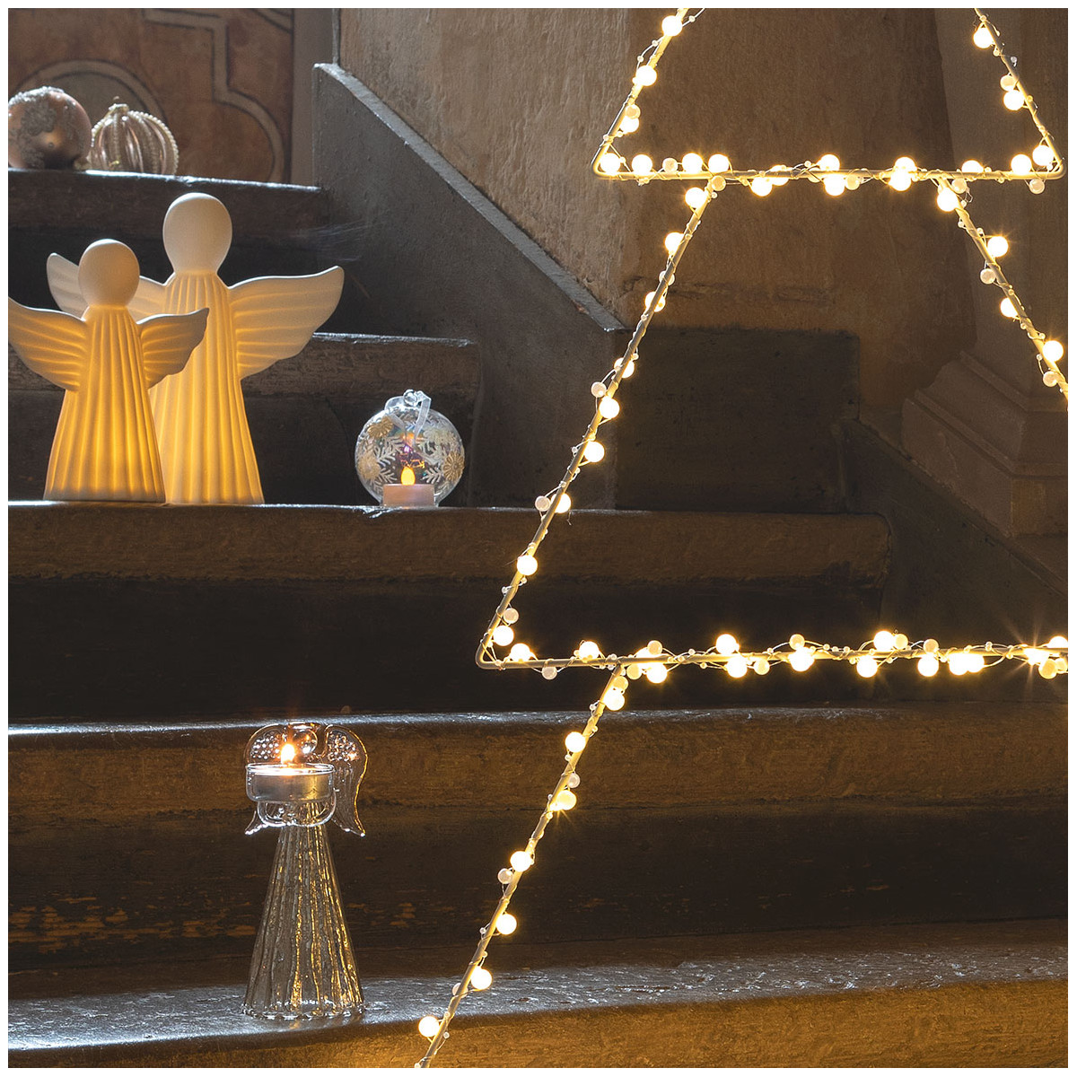 Boule de Noël Flocon en verre avec bougie LED intégrée blanc, MATHILDE M