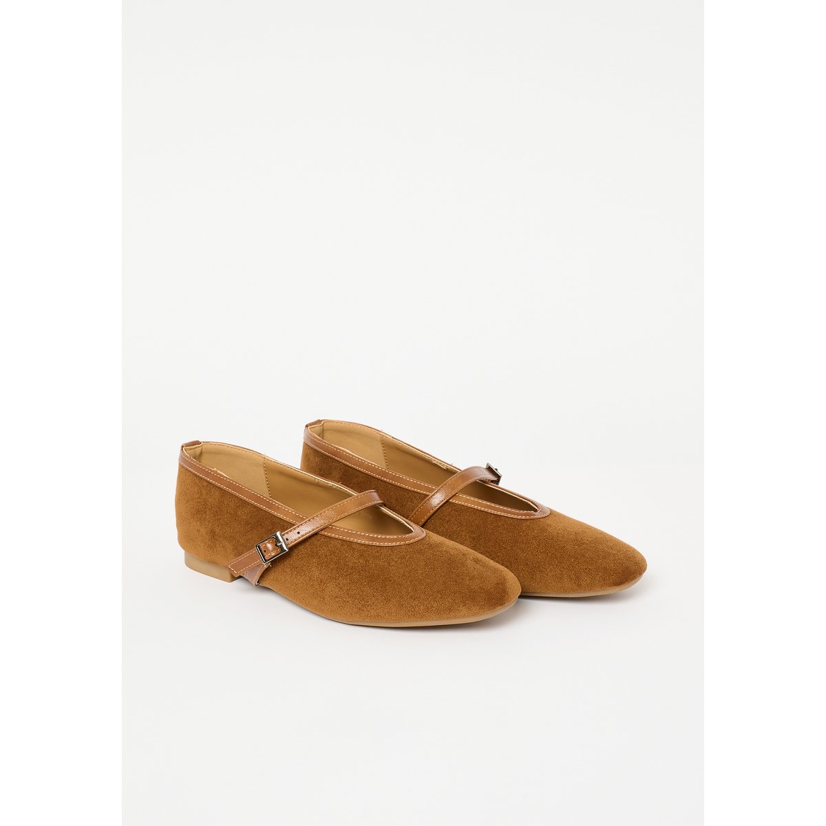 Ballerines en suédine camel cinnamon, LOLALIZA