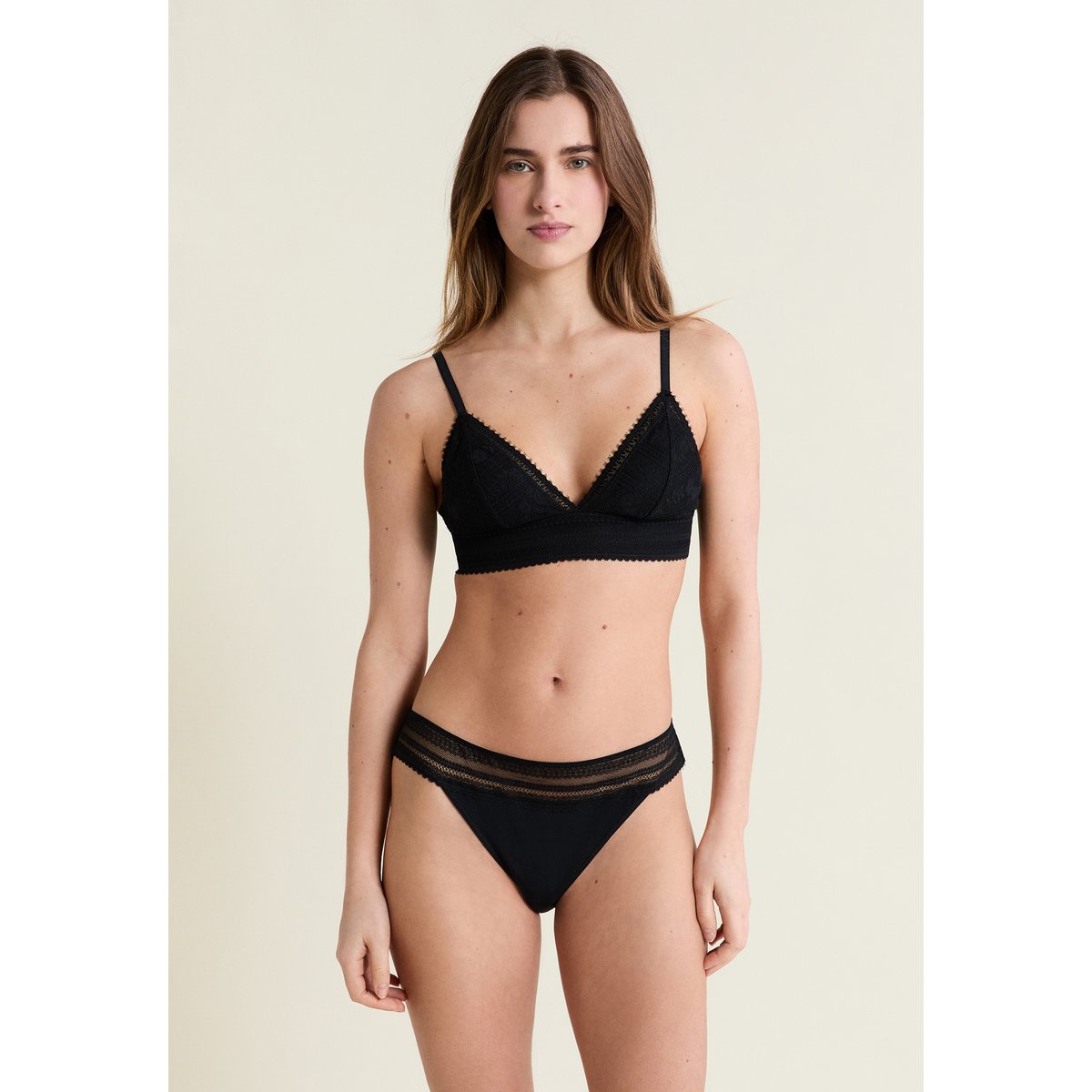 Culotte en dentelle et microfibre AURA noir, ETAM