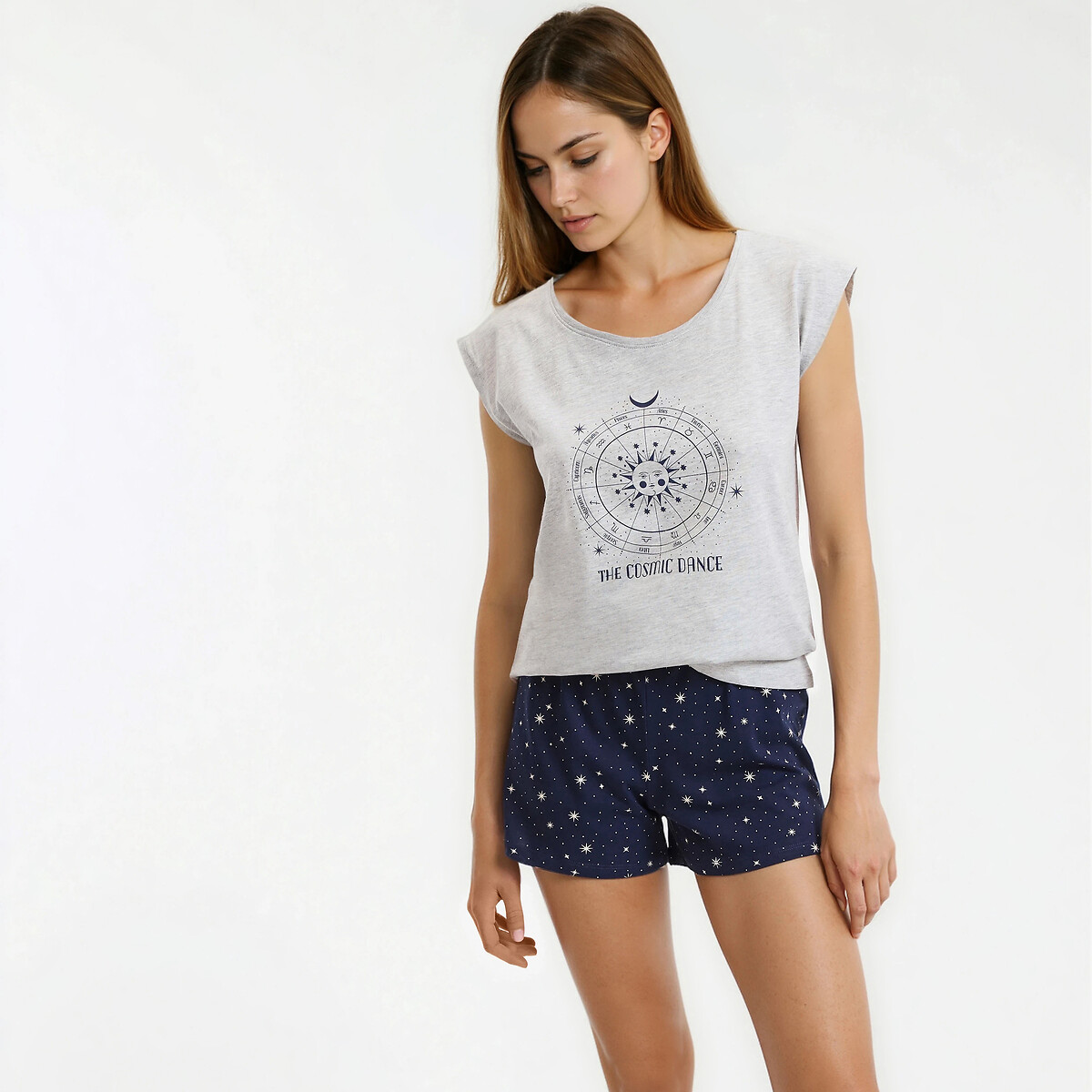 Pigiama corto stampato, in cotone imprimé constellation, SO'HOME