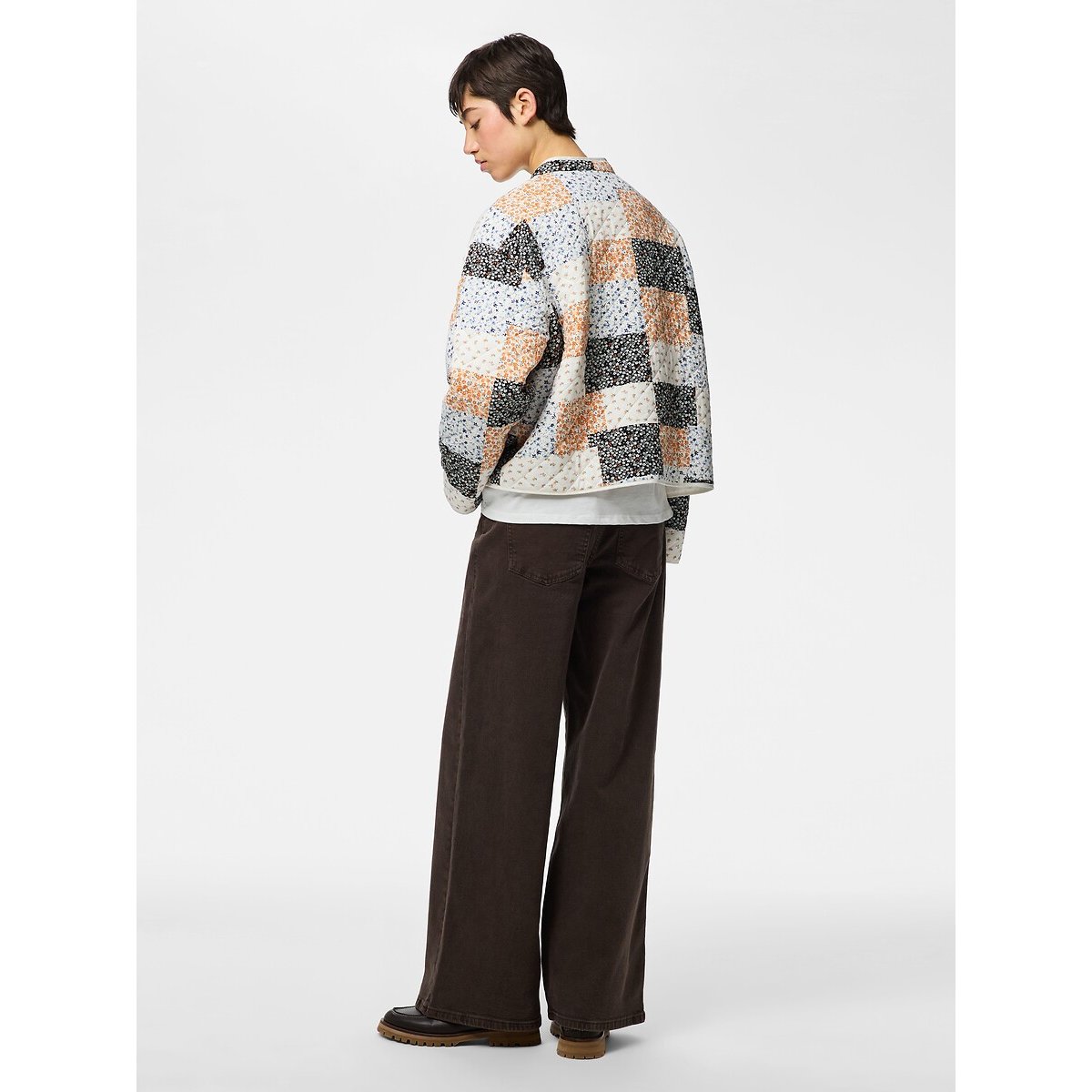 Patchwork Quilted Jacket floral patchwork print, PIECES