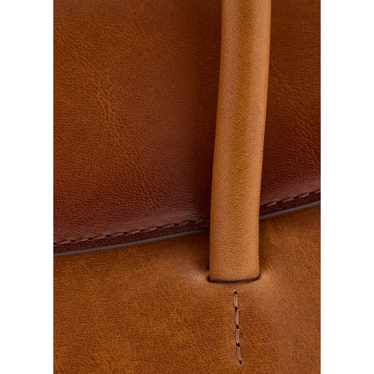 Sac en cuir à rabats marron moyen, MANGO