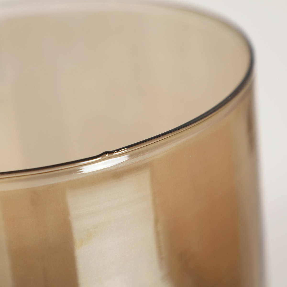 Bougeoir en bois de manguier VACIO marron et verre fumé brun, RECOLLECTION