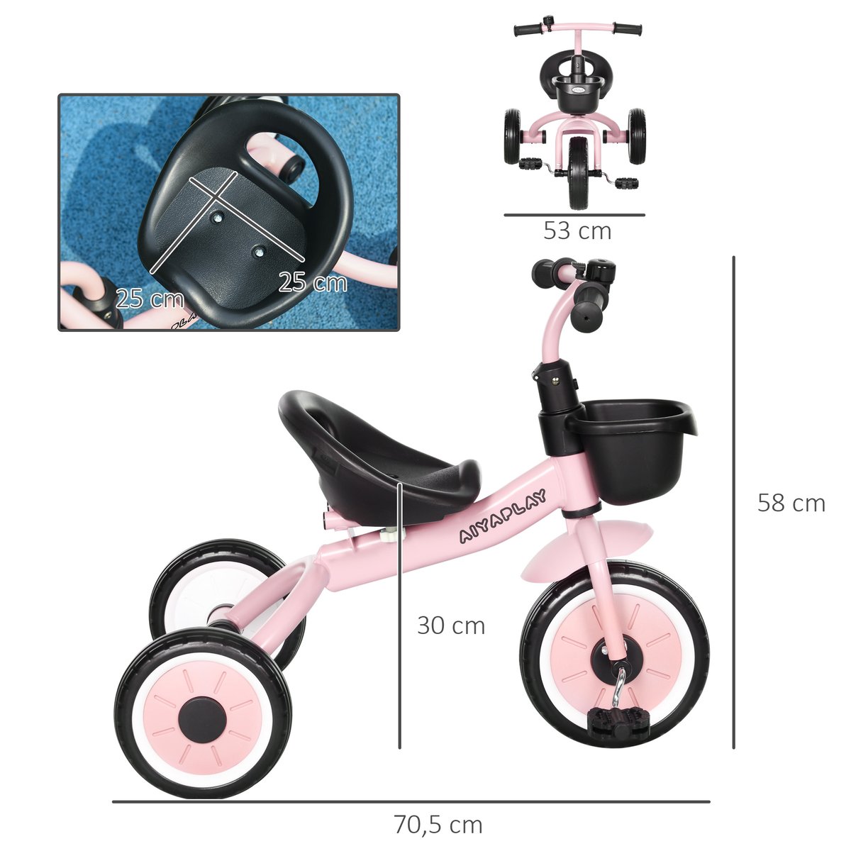 Tricycle pour enfants Métal Rose rose, noir, AIYAPLAY