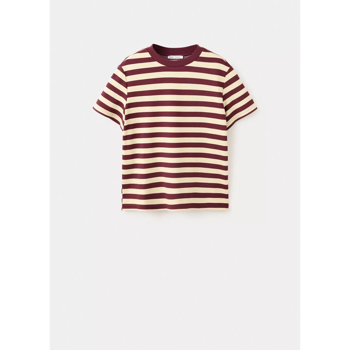 T-shirt manches courtes rayures grenat, MANGO